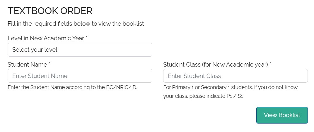 Textbook Order